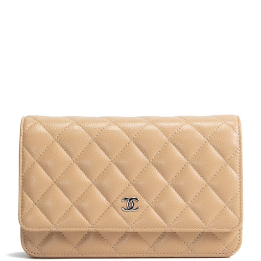 CHANEL Classic Wallet On Chain- Quilted Caviar Beige