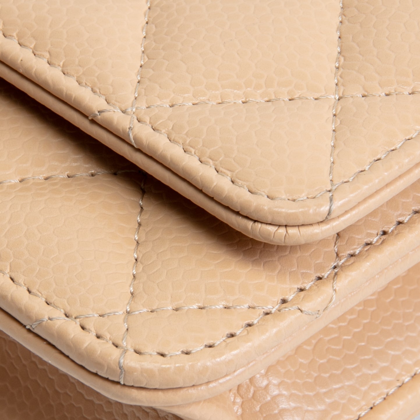 CHANEL Classic Wallet On Chain- Quilted Caviar Beige