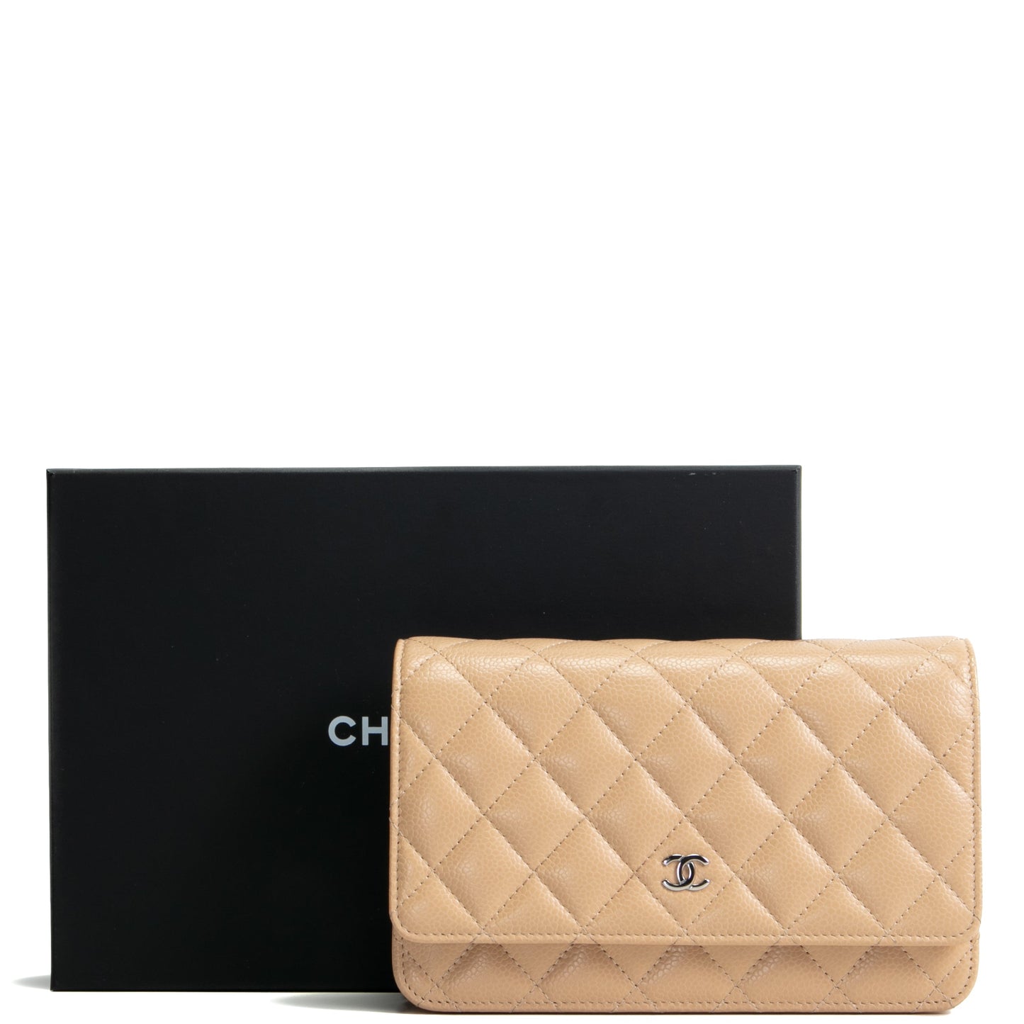 CHANEL Classic Wallet On Chain- Quilted Caviar Beige