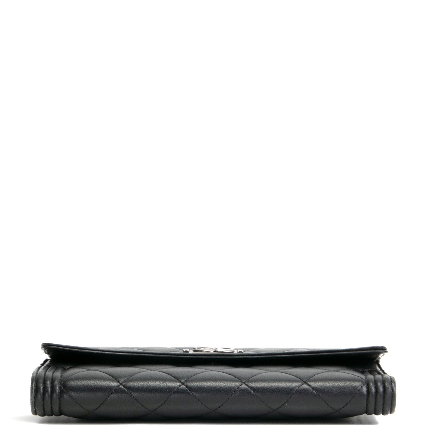 CHANEL Quilted Lambskin Boy Flap Wallet - Black