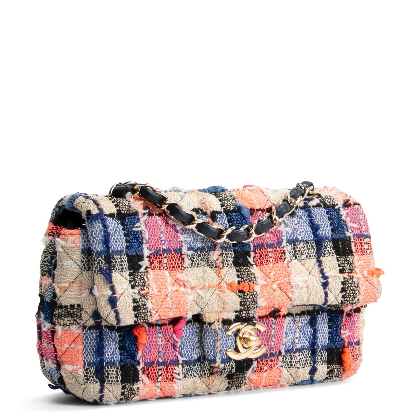 CHANEL Tweed Rectangular Mini Single Flap Bag - Cream Multicolor