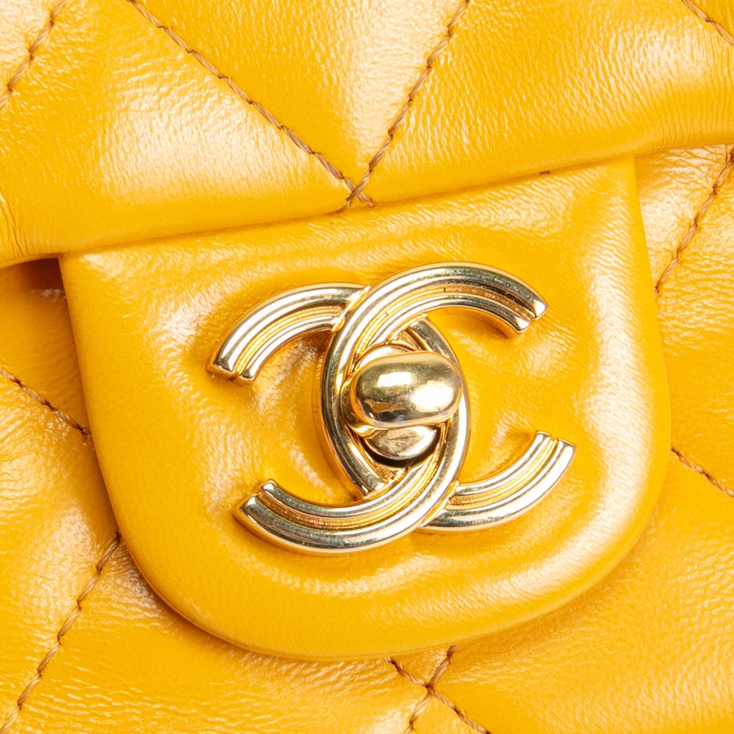 CHANEL Golden Links Top Handle Flap Bag Small- Mustard Yellow