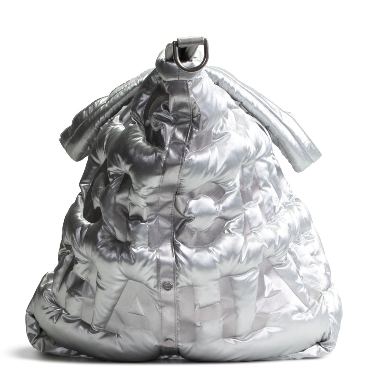 CHANEL Doudoune Tote Embossed Nylon Large- Metallic Silver