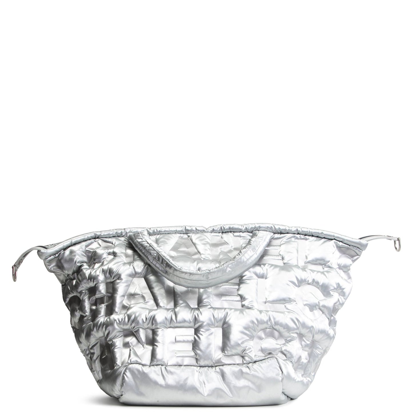 CHANEL Doudoune Tote Embossed Nylon Large- Metallic Silver