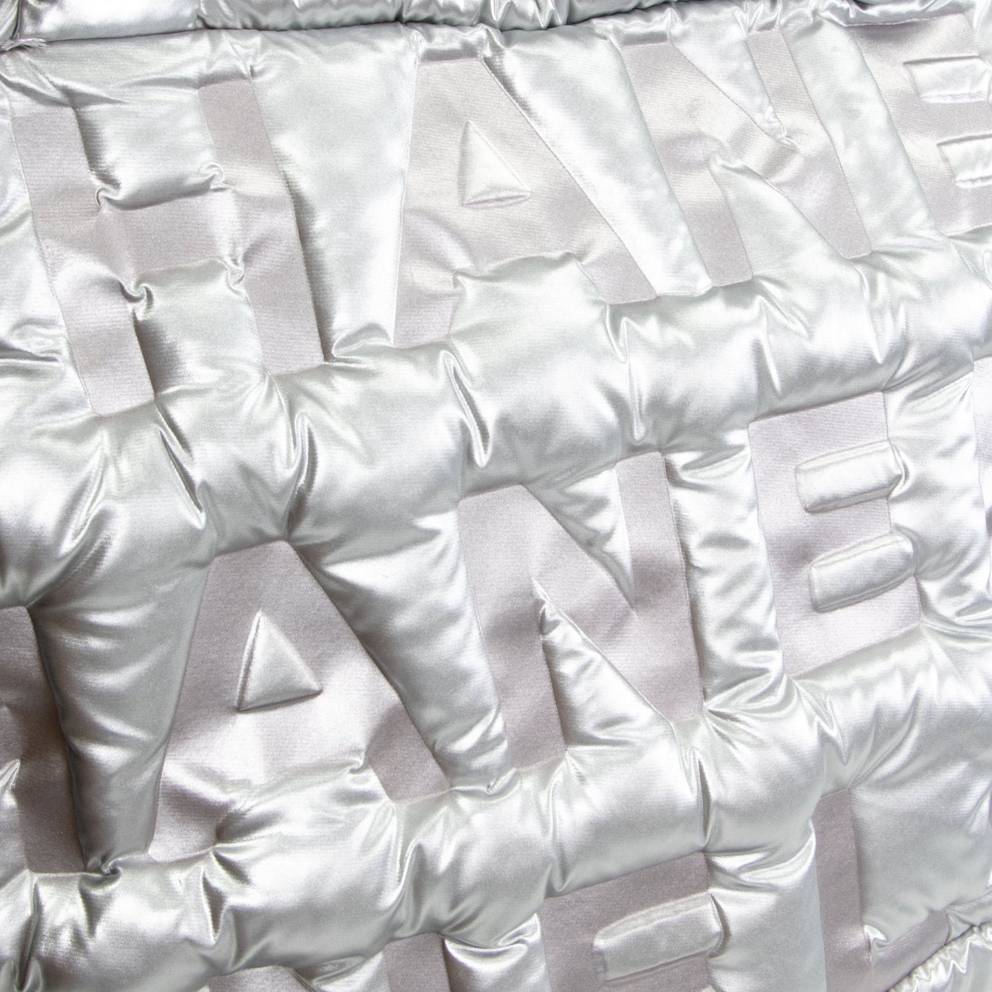 CHANEL Doudoune Tote Embossed Nylon Large- Metallic Silver