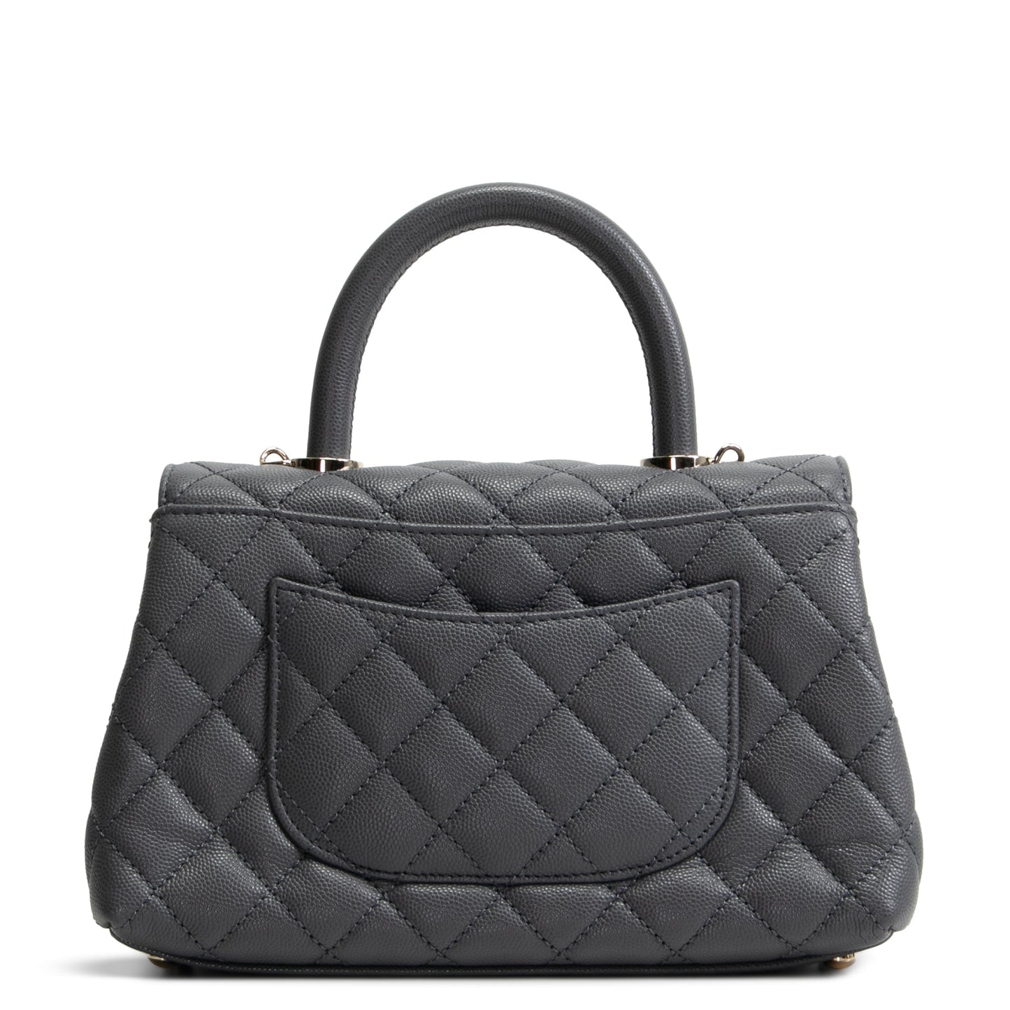 CHANEL Coco Handle Mini Flap Bag Quilted Caviar- Grey