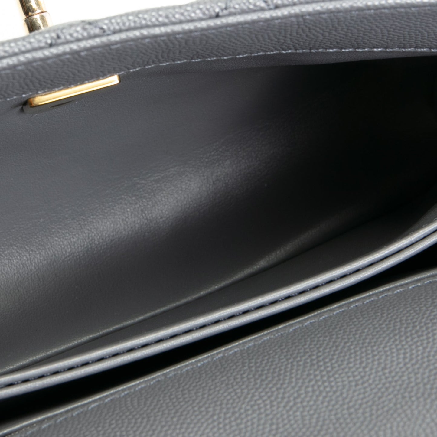 CHANEL Coco Handle Mini Flap Bag Quilted Caviar- Grey