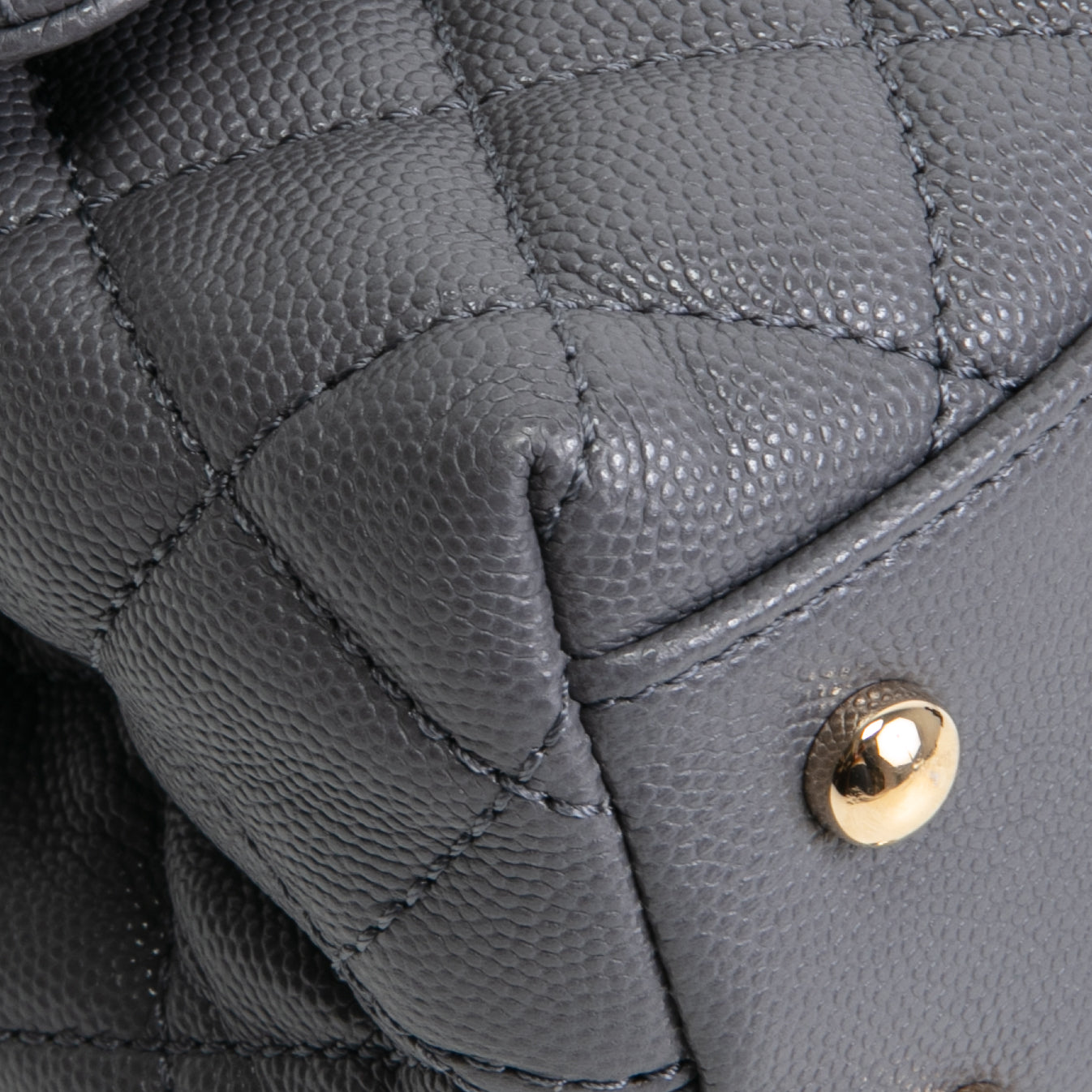CHANEL Coco Handle Mini Flap Bag Quilted Caviar- Grey