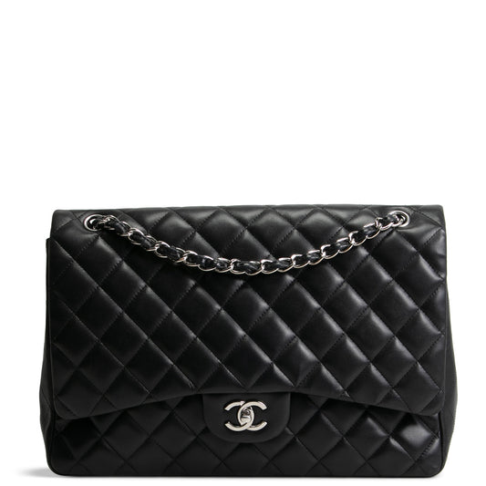 CHANEL Maxi Single Flap Quilted Lambskin- Black - OUTLET FINAL SALE