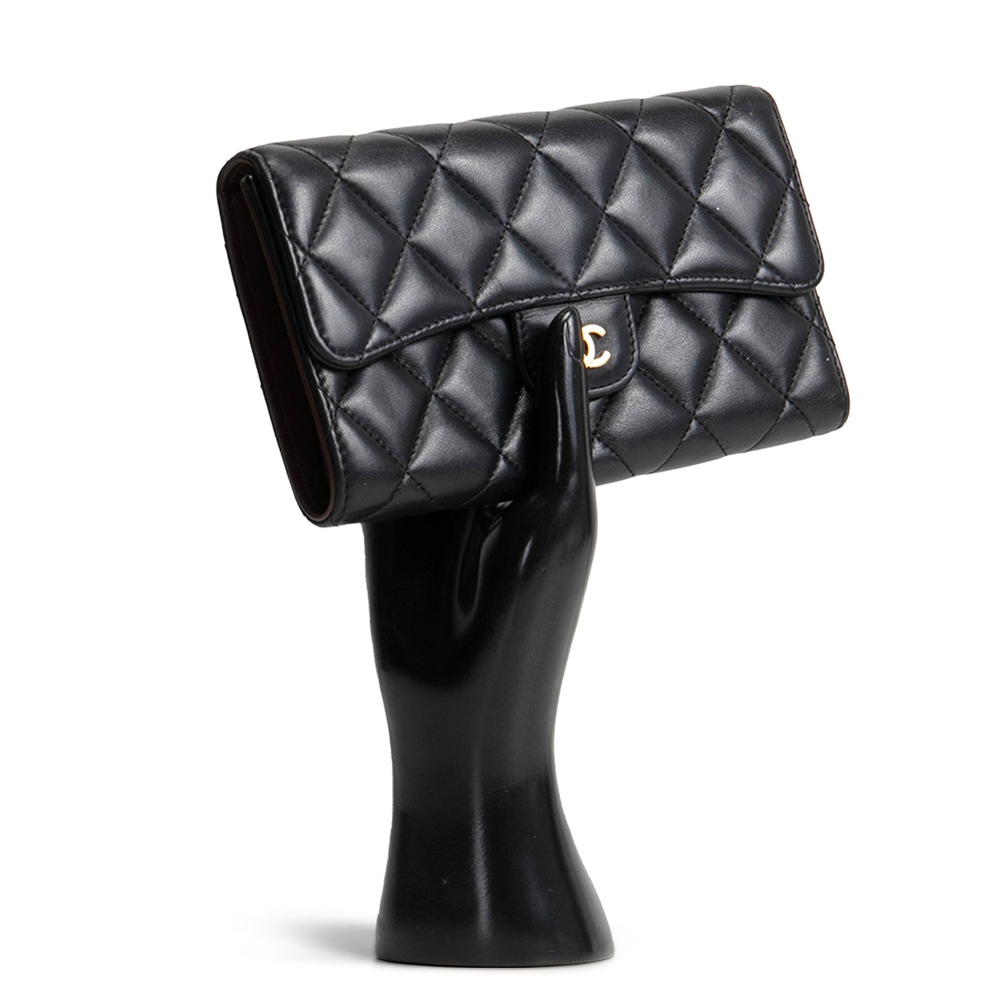 CHANEL Quilted Lambskin Classic Flap Continental Trifold Wallet - Black