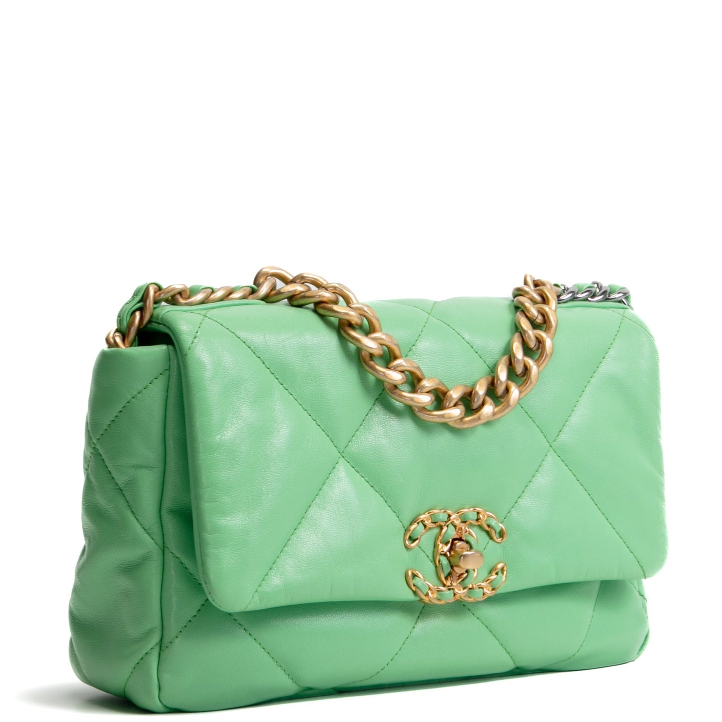 CHANEL 19 Quilted Flap Medium- Light Green