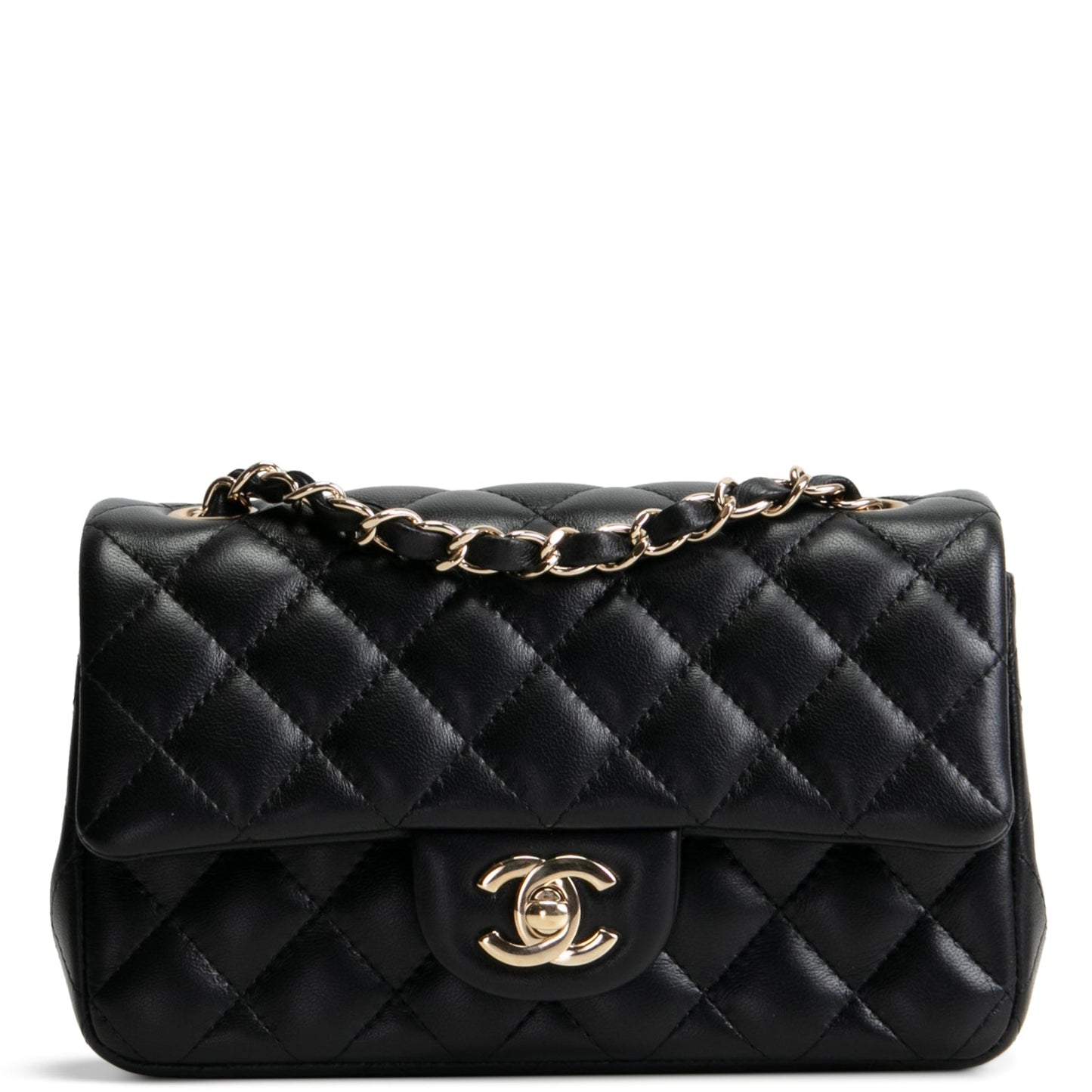 CHANEL Lambskin Quilted Rectangular Mini Flap Bag - Black