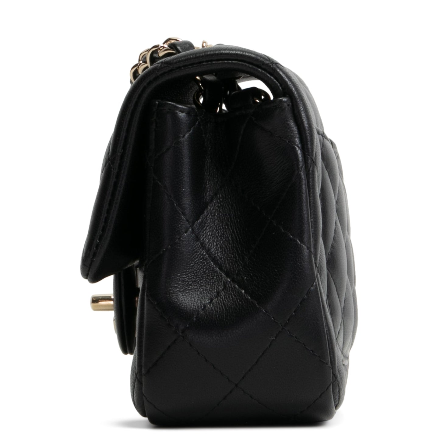 CHANEL Lambskin Quilted Rectangular Mini Flap Bag - Black