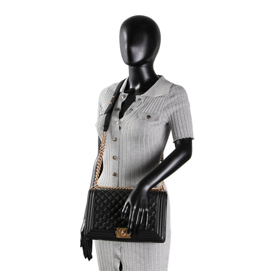 CHANEL Caviar Quilted Medium Boy Flap Bag- Black