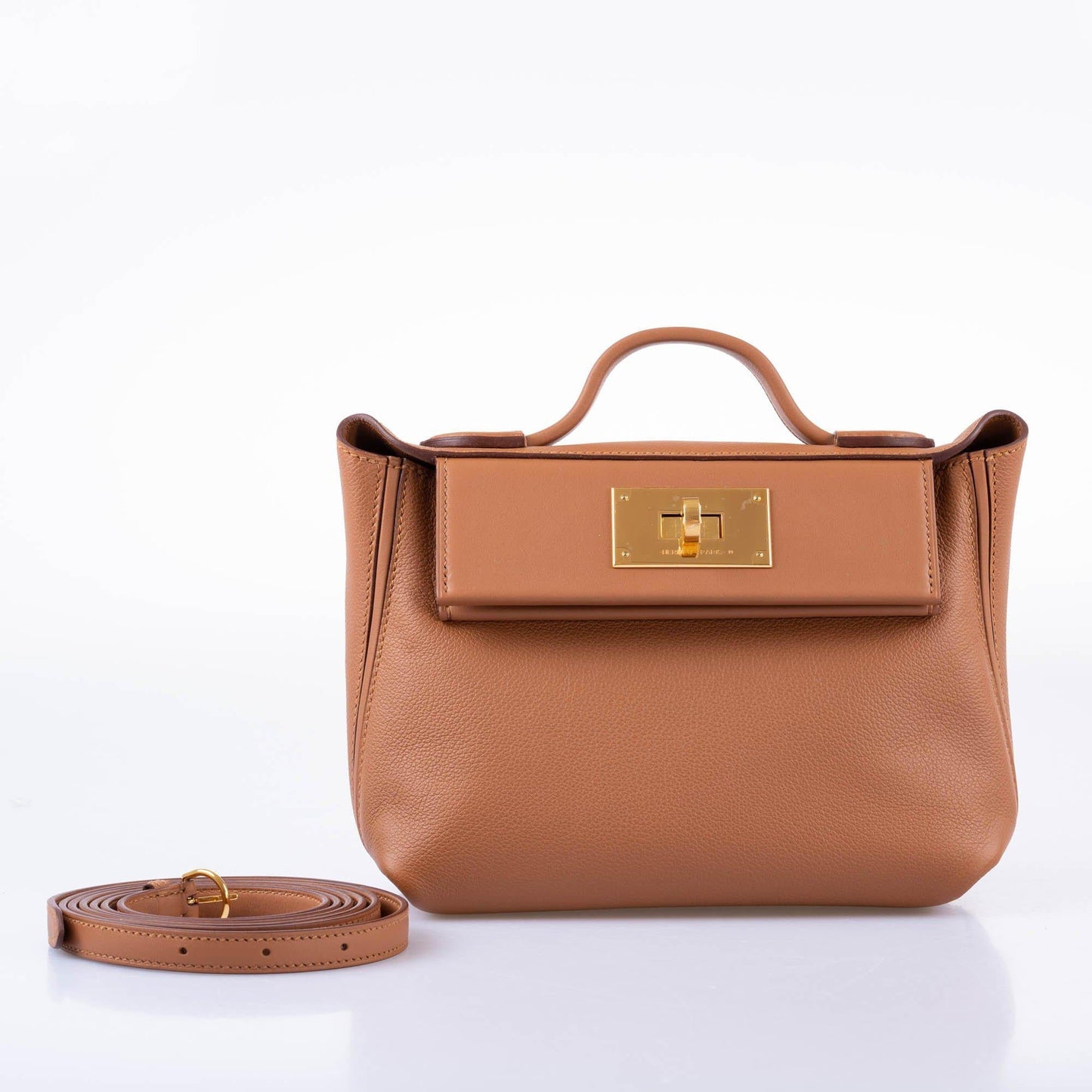 Hermes 24/24 21 Gold Evercolor and Swift Leather Gold Hardware