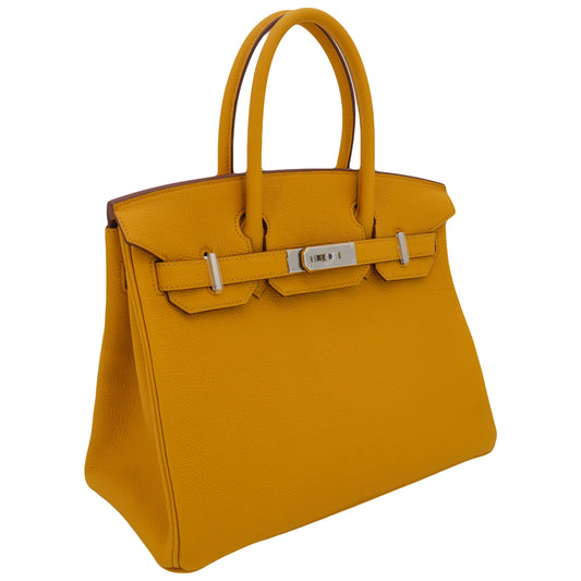 Hermès 30cm Birkin Ambre Togo Leather Palladium Hardware
