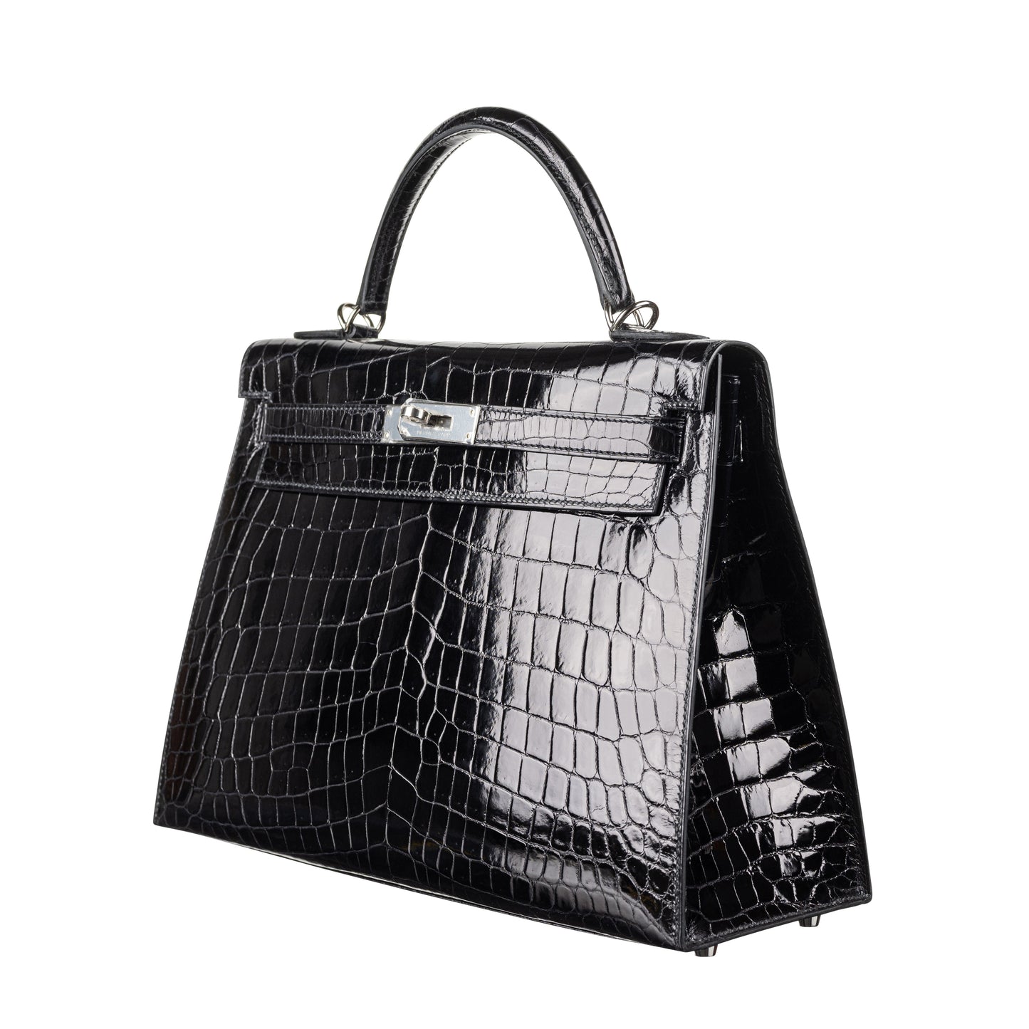 Hermès 32cm Kelly Sellier Black Shiny Nilo PHW