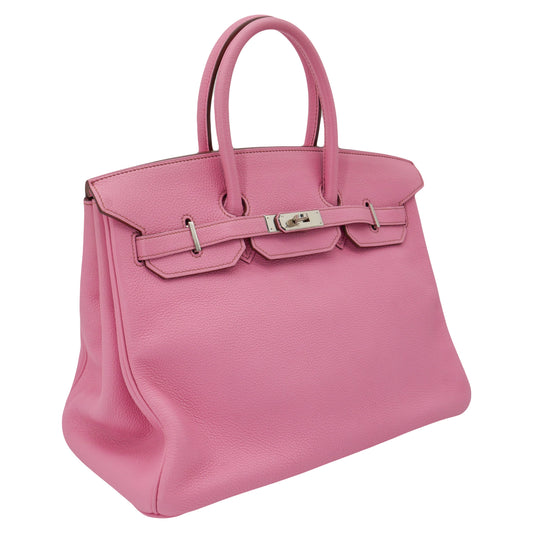 Hermès 35cm Birkin Bubblegum Clemence Palladium Hardware