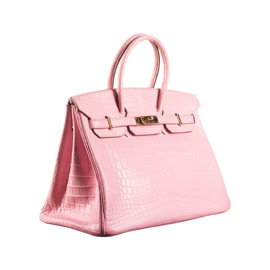 Hermès 35cm Birkin Bubblegum Matte Alligator Gold Hardware