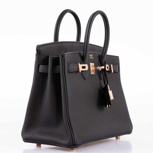 Hermes Birkin 25 Black Togo leather Rose Gold Hardware