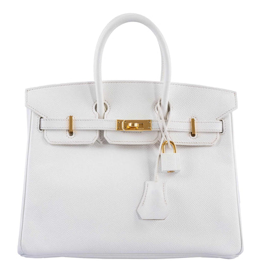 Hermes Birkin 25 White Epsom with Gold Hardware - 2008, L Square