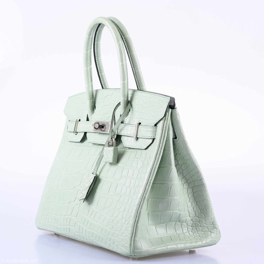 Hermes Birkin 30 Vert D'Eau Matte Alligator Palladium Hardware - 2019, D