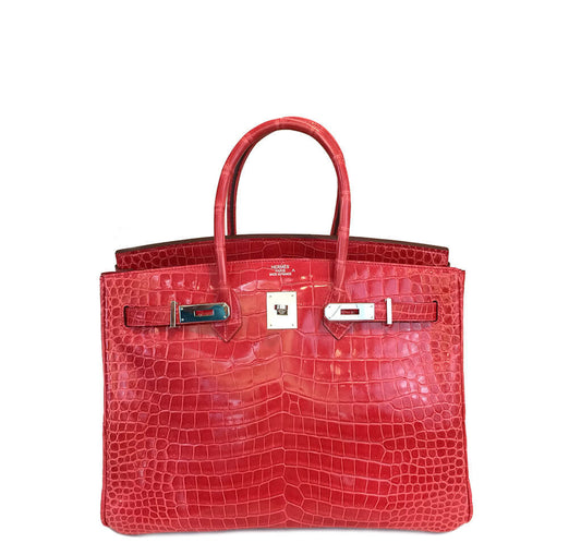 Hermès Birkin 35 Bougainvillea Porosus Crocodile Bag