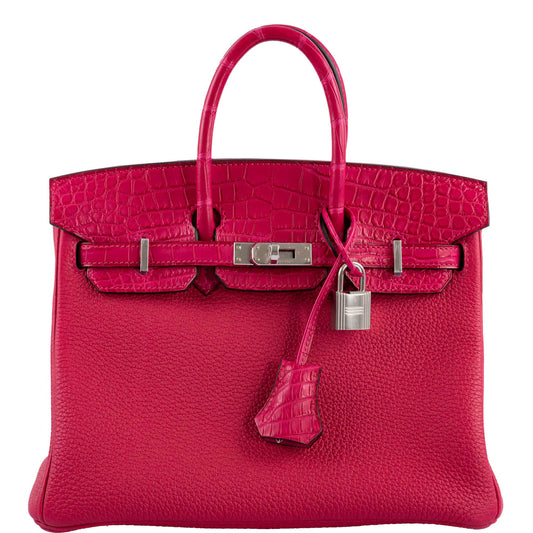 Hermes Birkin Touch 25 Framboise Togo & Matte Alligator Palladium Hardware - 2021, Z