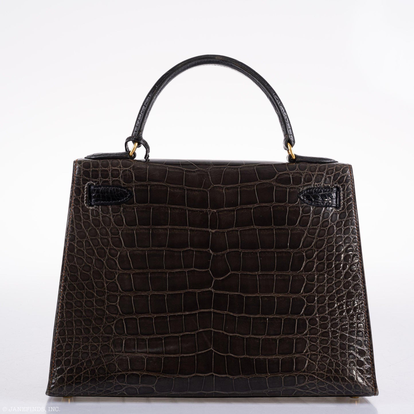 Hermes Kelly 28 Sellier Miel, Graphite & Black Alligator with Gold Hardware - 1995, Y Circle