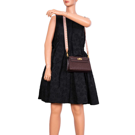 Hermes Kelly Pochette Rouge Sellier Ostrich with Gold Hardware - 2021, Z