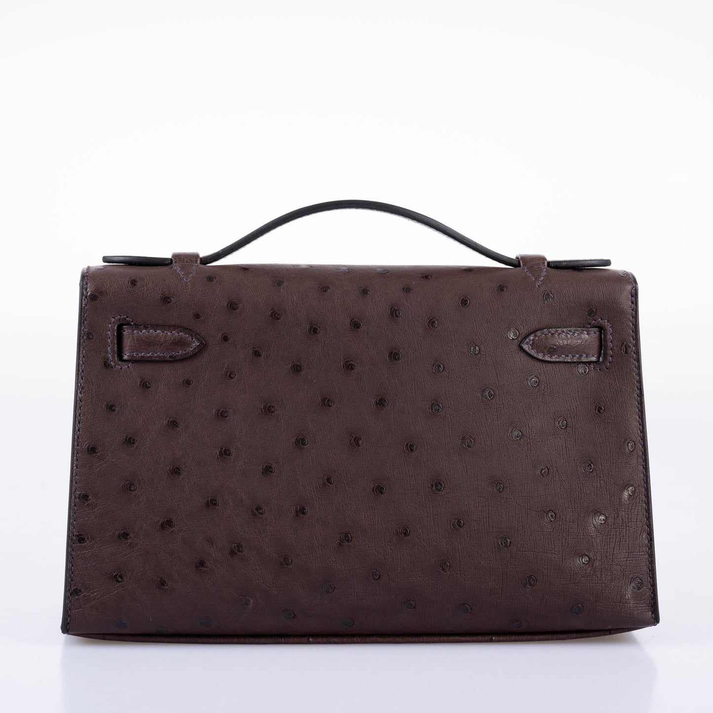 Hermes Kelly Pochette Rouge Sellier Ostrich with Gold Hardware - 2021, Z