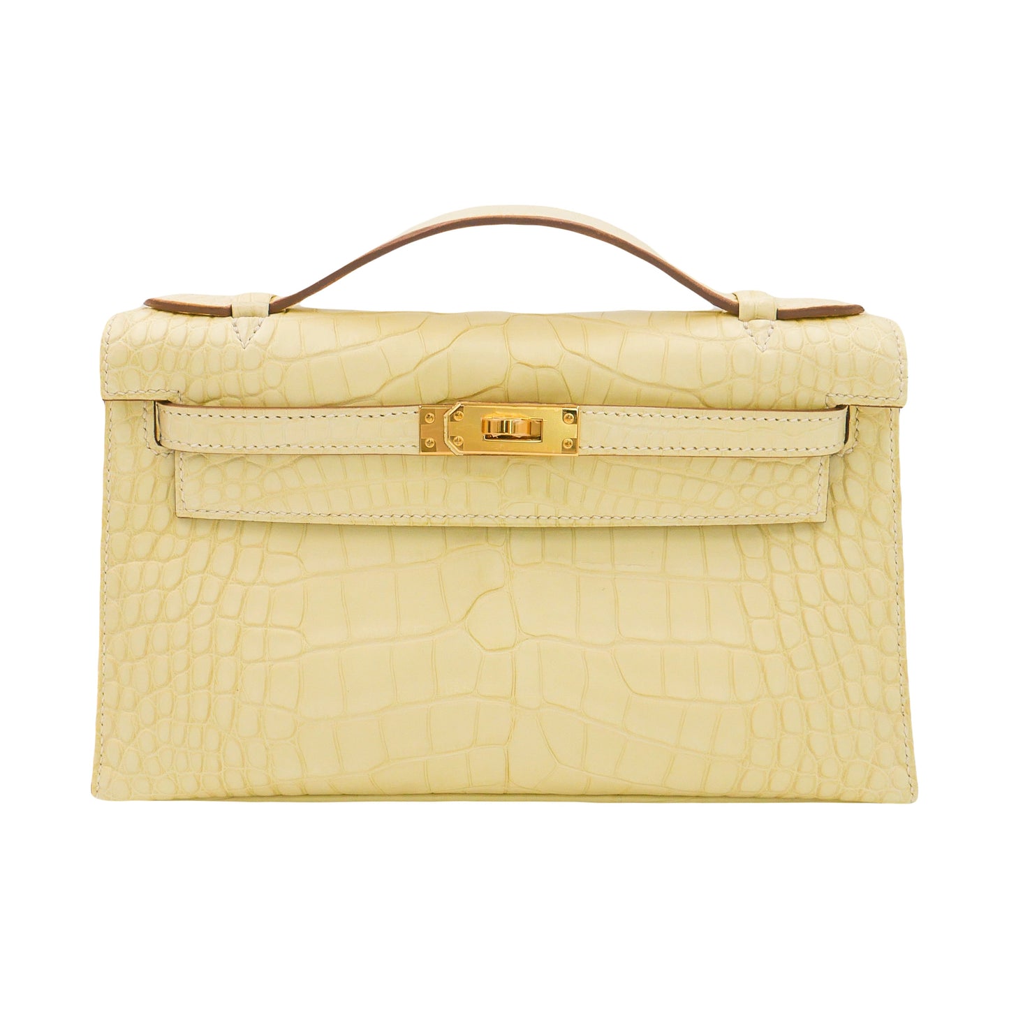 Hermès Kelly Pochette Vanille Matte Alligator Gold Hardware