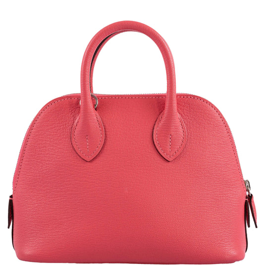 Hermes Mini Bolide 1923 Rose Lipstick Mysore Chevre leather Palladium Hardware