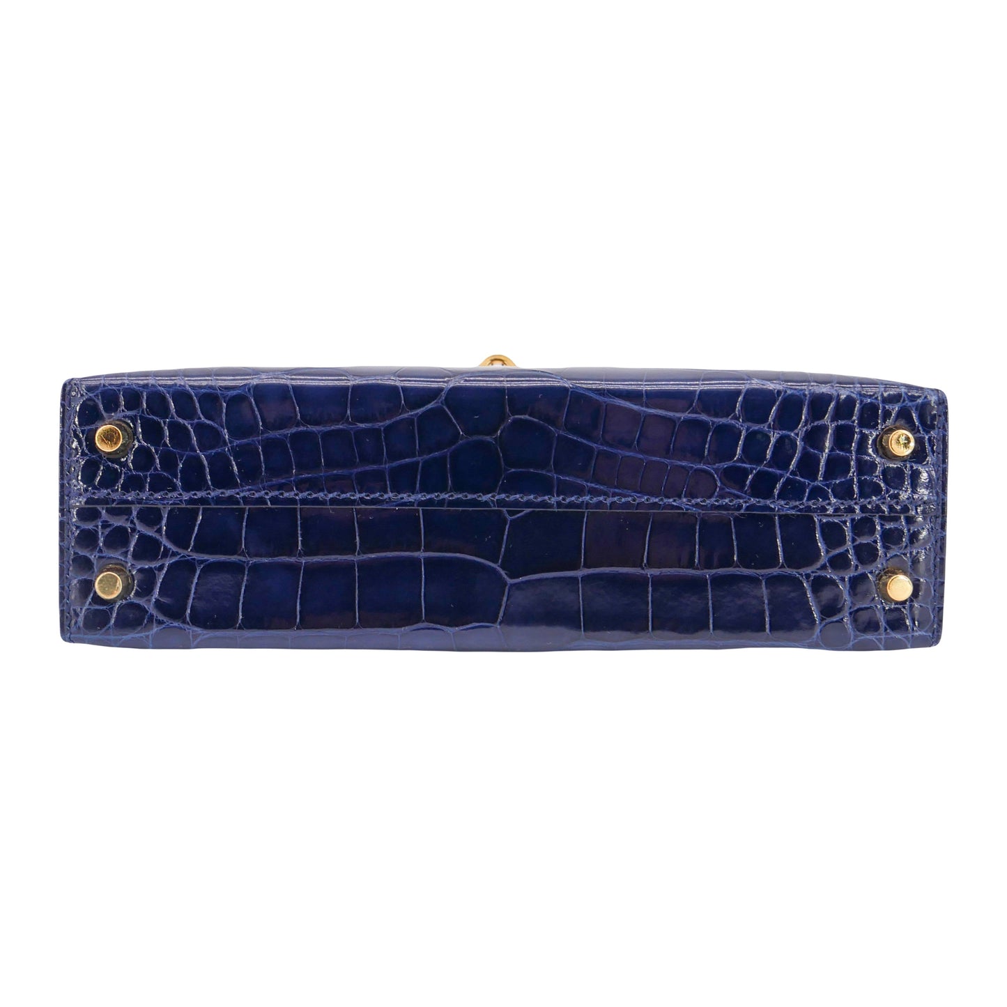 Hermès Kelly II Sellier Mini Bleu Saphir Shiny Alligator Gold Hardware