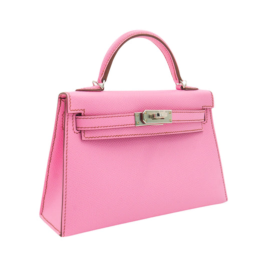 Hermès Kelly II Sellier Mini Bubblegum Epsom Palladium Hardware
