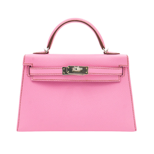 Hermès Kelly II Sellier Mini Bubblegum Epsom Palladium Hardware