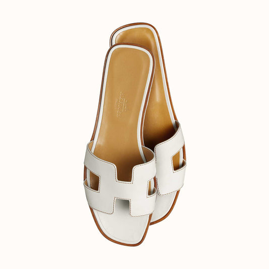 Hermes White Oran Sandal