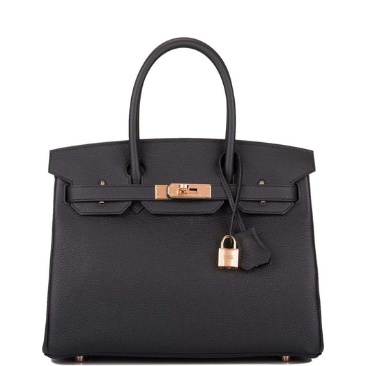 Hermes | Black Togo Birkin with Rose Gold Hardware | 30