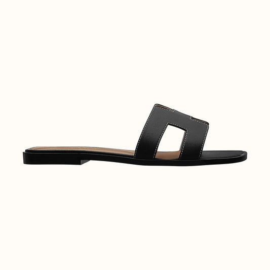 Hermes Black Oran Sandal