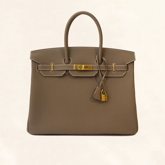 Hermès Etoupe Togo Birkin 35 with Gold Hardware