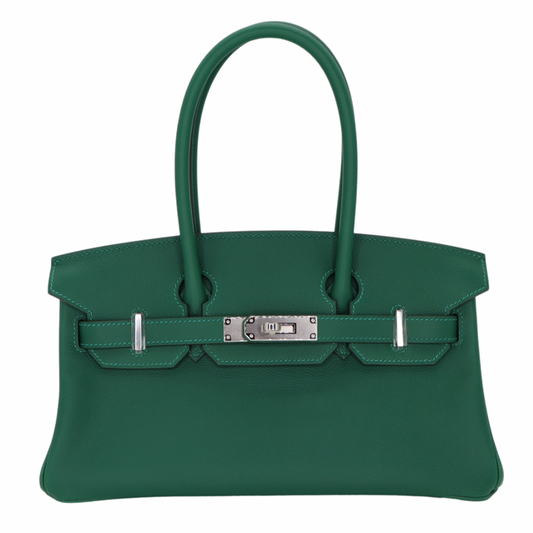 Hermès 29cm Birkin Shoulder Vert Moyen Evercolor Leather Palladium Hardware