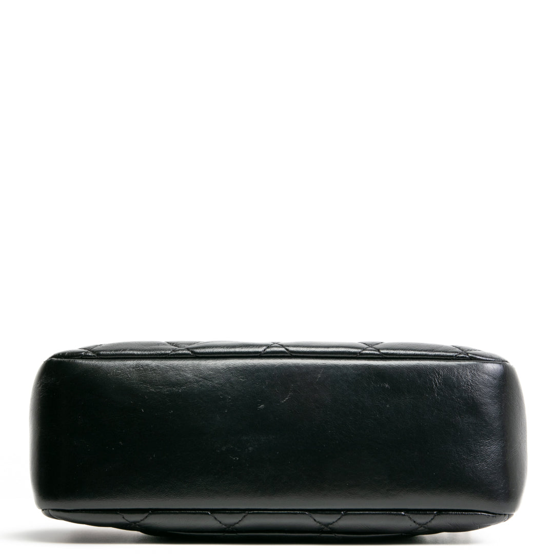 CHANEL Quilted Crinkled Leather Coco Top Handle Flap Bag - Black