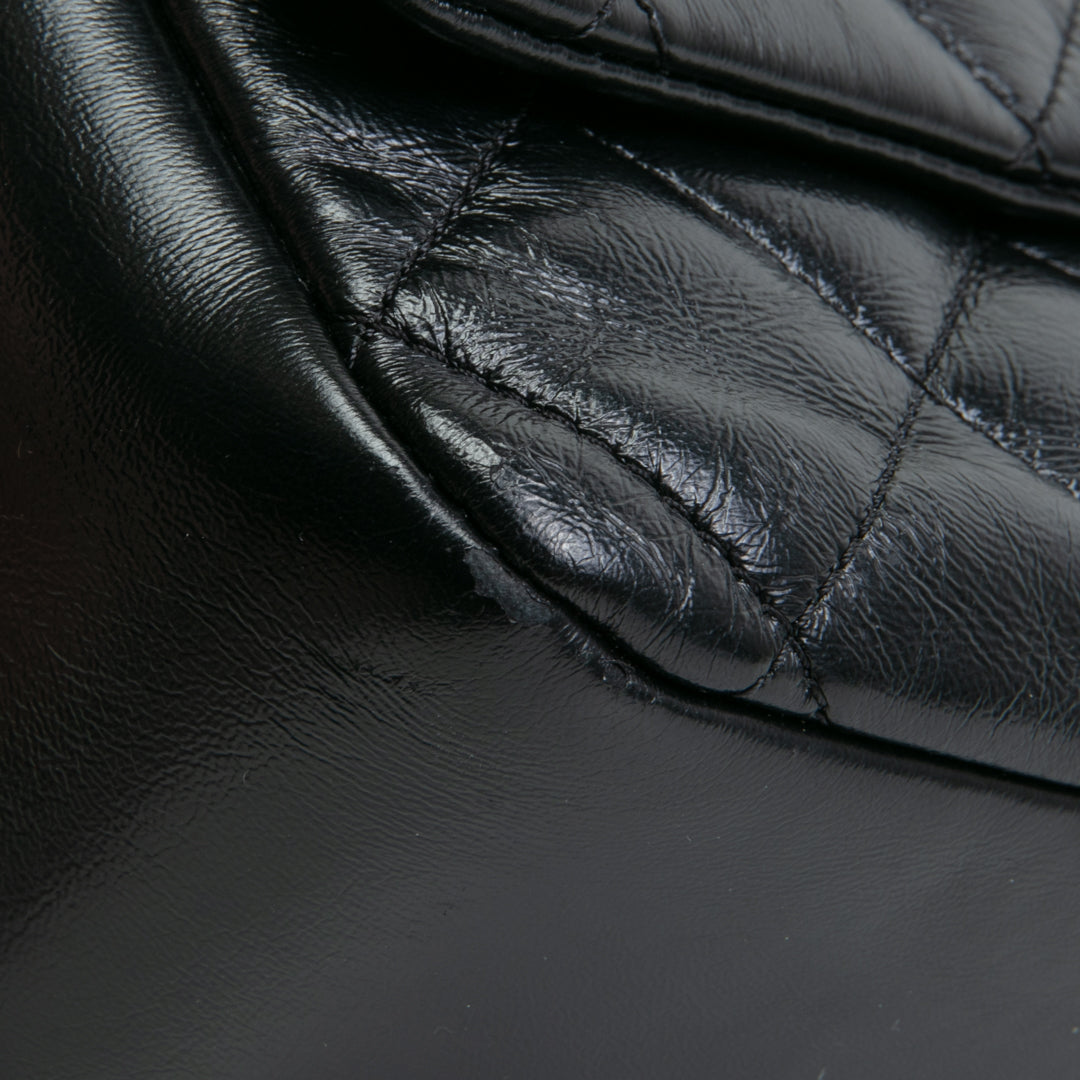 CHANEL Quilted Crinkled Leather Coco Top Handle Flap Bag - Black