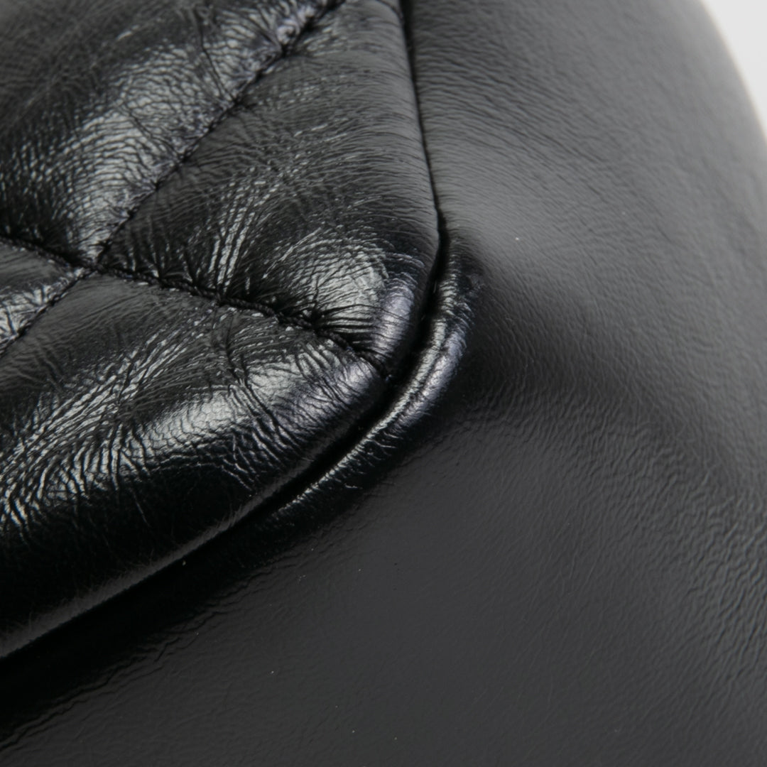 CHANEL Quilted Crinkled Leather Coco Top Handle Flap Bag - Black