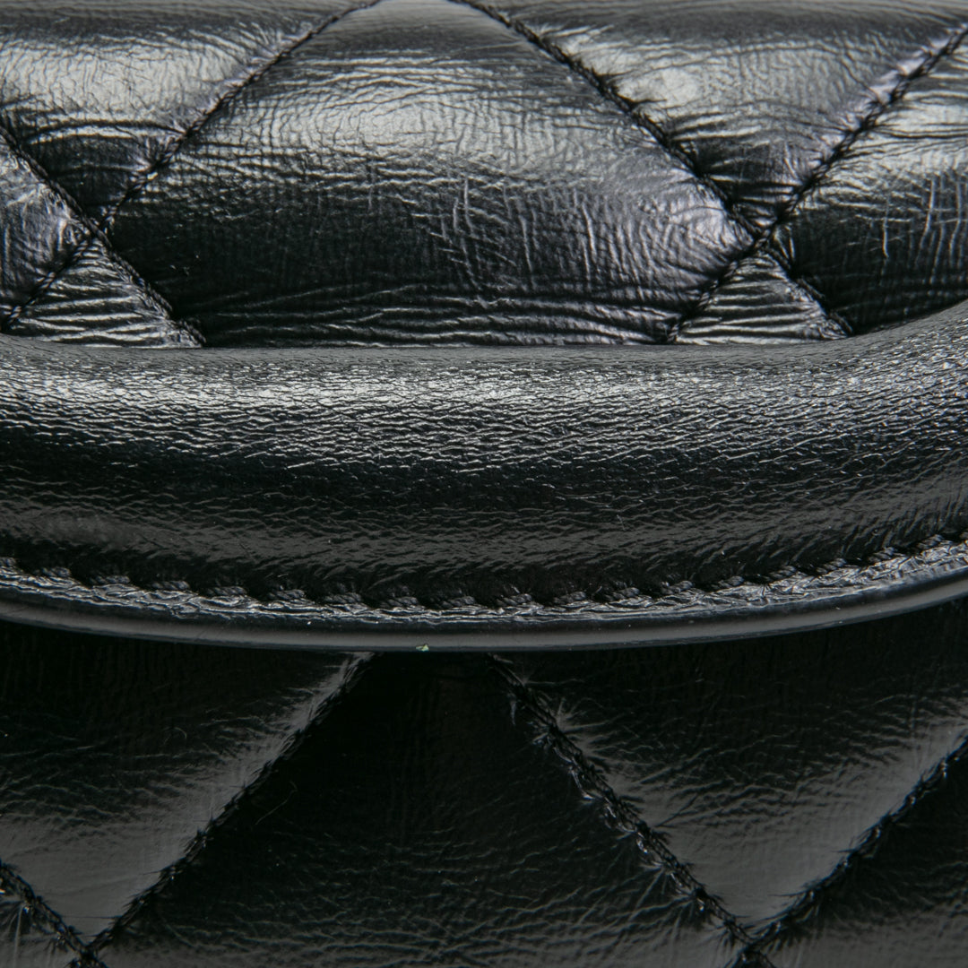 CHANEL Quilted Crinkled Leather Coco Top Handle Flap Bag - Black