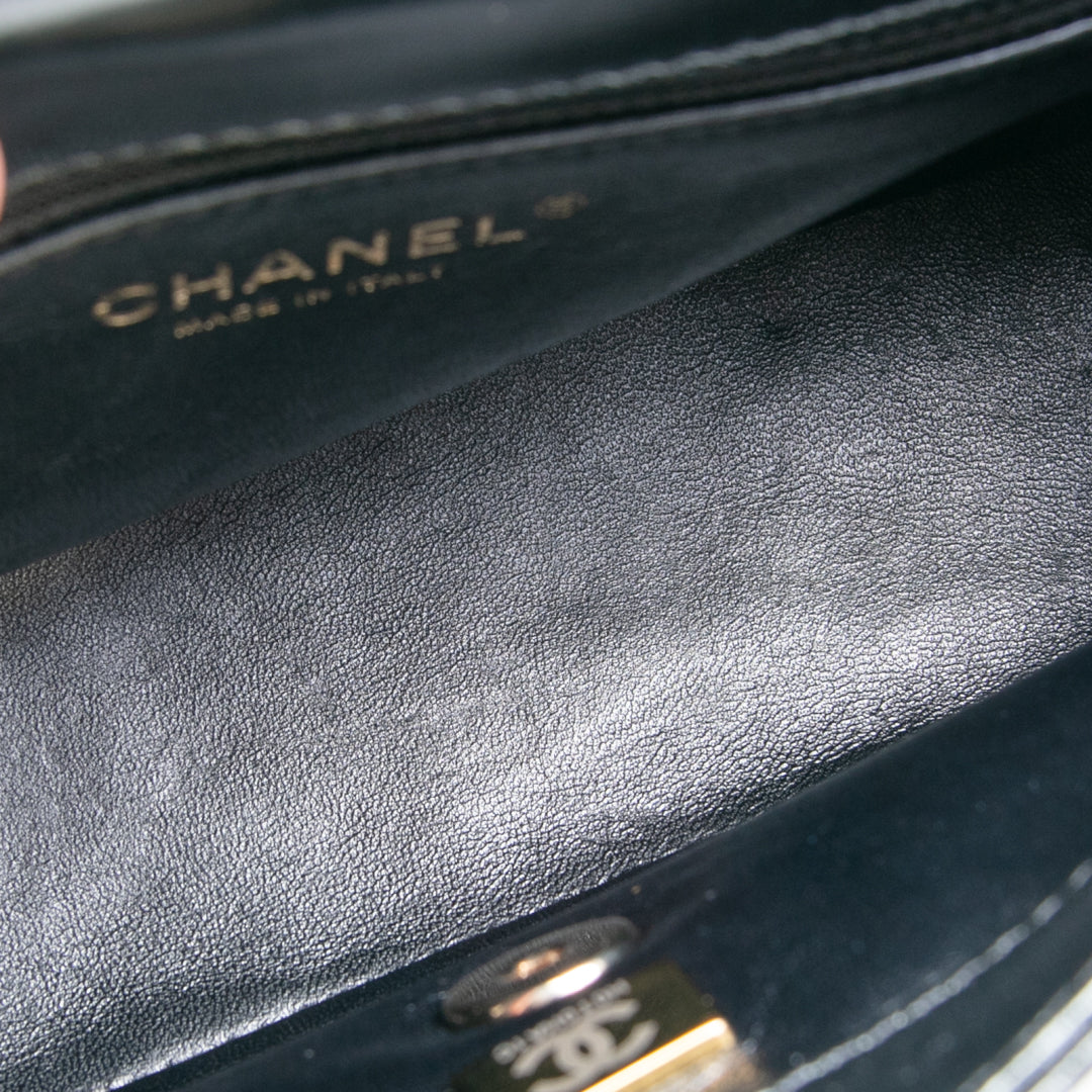 CHANEL Quilted Crinkled Leather Coco Top Handle Flap Bag - Black