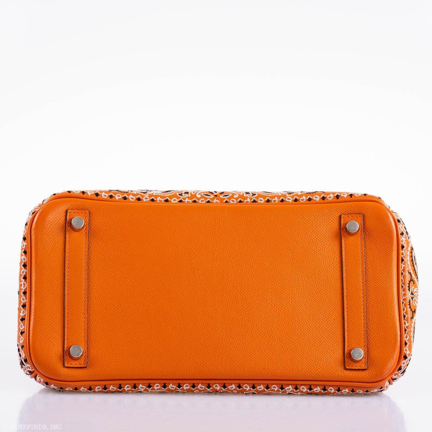 Jay Ahr Vintage 2013 Hermes Birkin 30 Orange Epsom Bandana Embroidery "Rio de Janeiro"