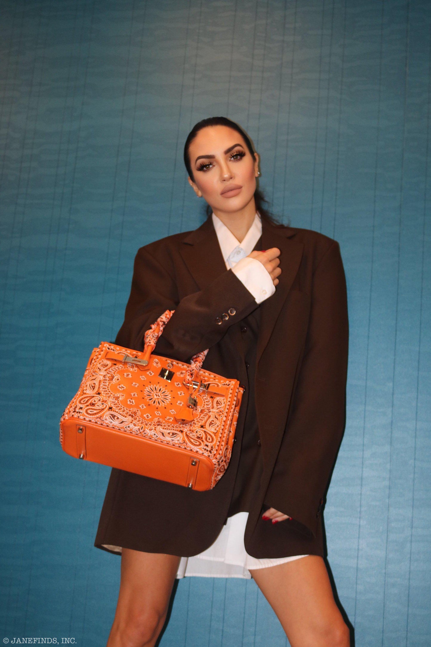 Jay Ahr Vintage 2013 Hermes Birkin 30 Orange Epsom Bandana Embroidery "Rio de Janeiro"