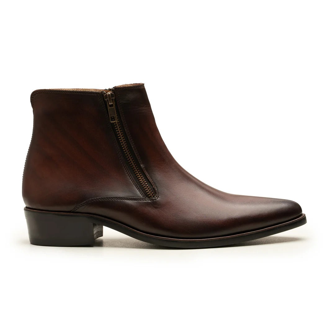 Men’s Brown Leather Side Zip Ankle Boots