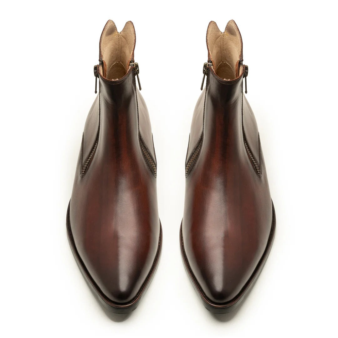 Men’s Brown Leather Side Zip Ankle Boots